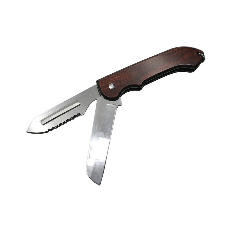 Нож складной, 2 лезвия, цв. дерев., дл. клинка 75 мм/600/