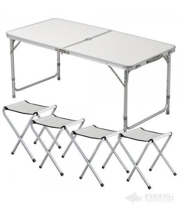набор мебели /MIFINE/ стол складной+4 стула, телескопические ножки (60х120х70) AE4