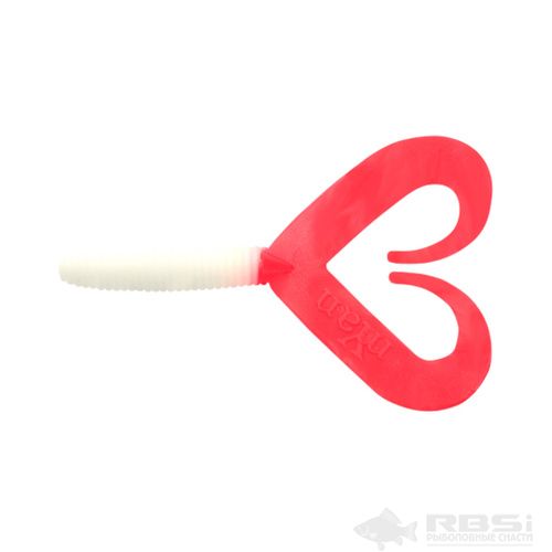 Твистер YAMAN PRO Loop-Two, р.4 inch, цвет #05 - White with red tail (уп.5 шт)