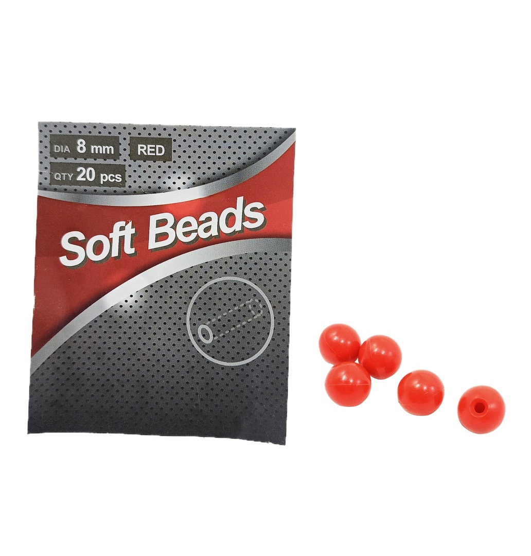 Бусина фидерная Namazu Soft Beads, PVC, круглая, d-8 мм, цв. фц. красный (20 шт.)/1000/