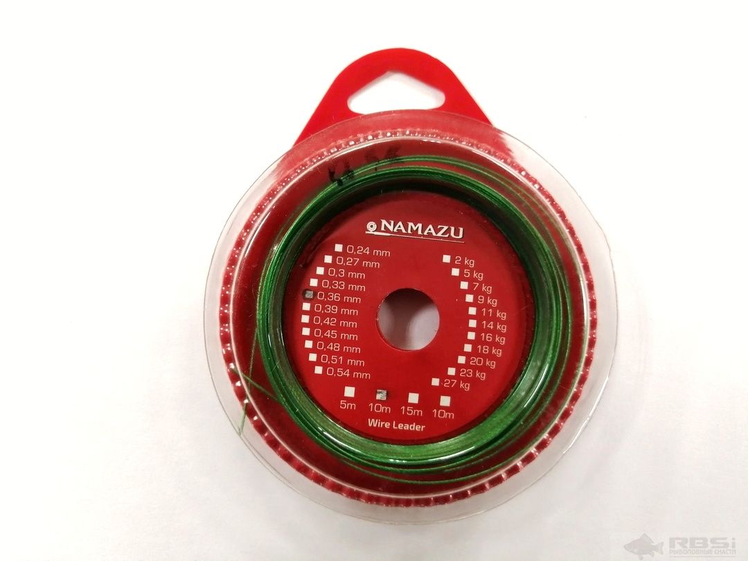 Поводковый материал «Namazu» 1х7, d-0,36 мм, L-10 м, цв. зеленый /20/