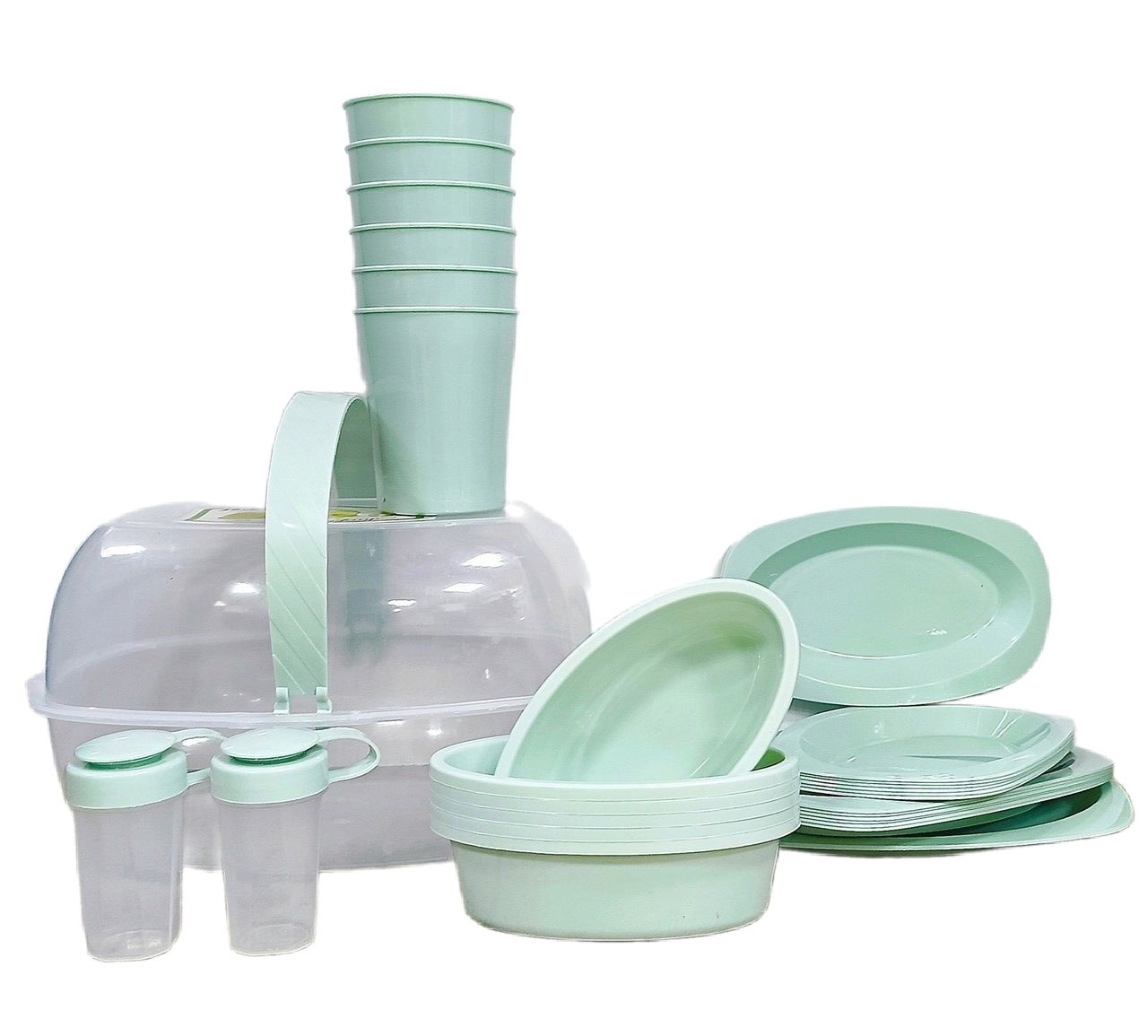 Набор пластиковой посуды для пикника на 6 персон (36 предметов), в боксе, овал (108-36) (12)