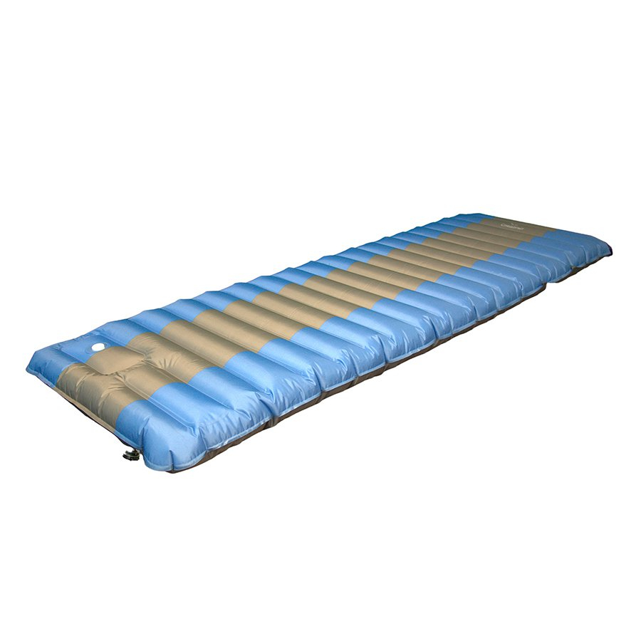 Матрас кемпинговый надувной СЛЕДОПЫТ, с насосом, 190x60x12 cм, голубой/серый