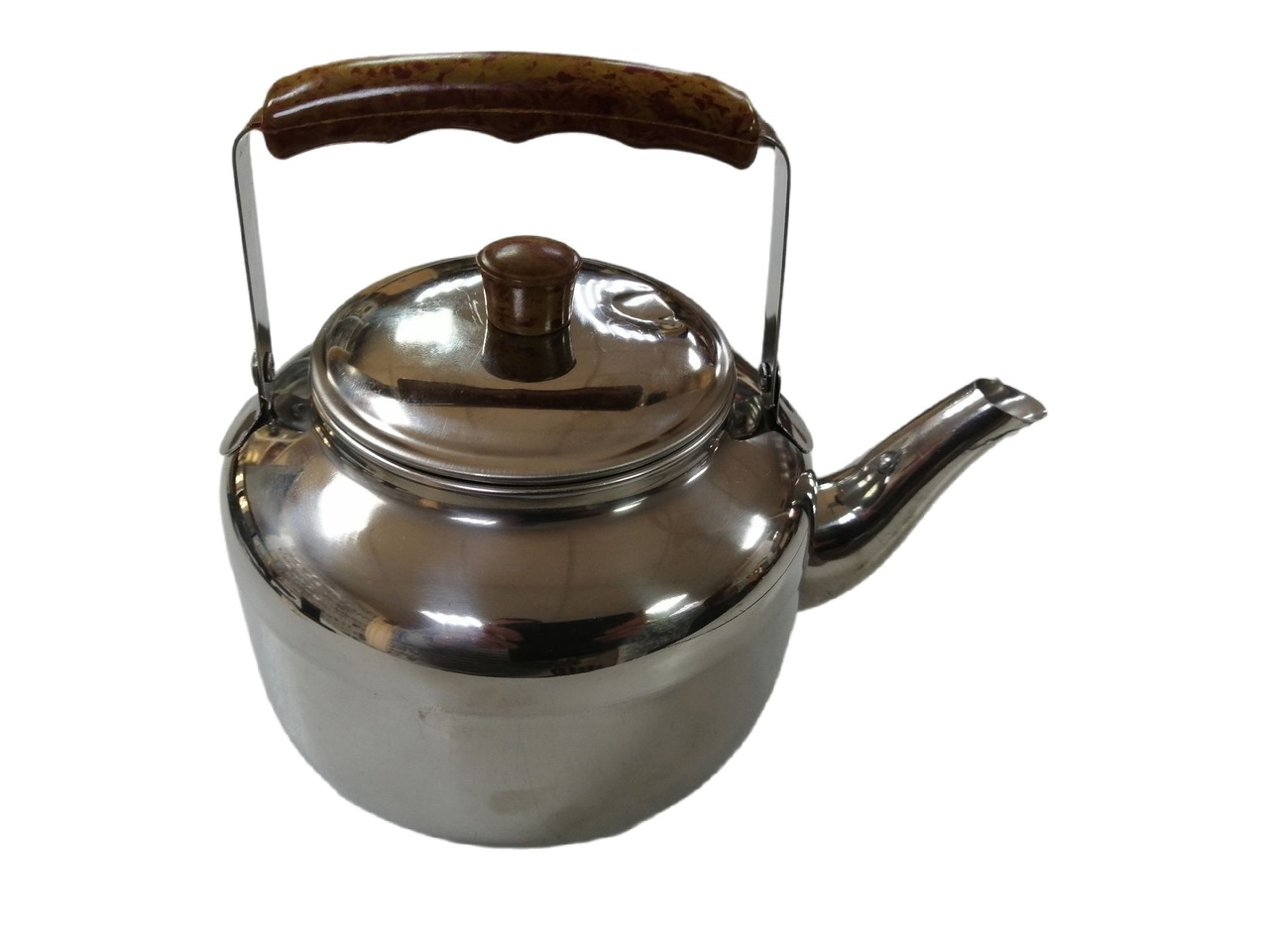 Чайник походный, 1,5л, нержавеющая сталь, терморучки коричневые(118-006)(48)