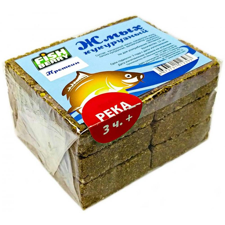 жмых /LION BAITS/ кукурузный макуха ПРОТЕИН РЕКА 3ЧАСА+ (уп.12шт) FBGK-025