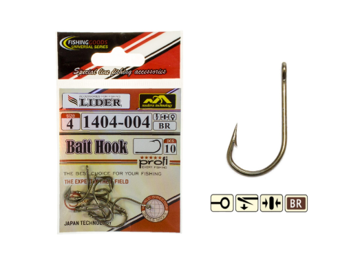 крючок /LIDER/ BAIT HOOK (BR) №4 (уп.10шт) 1404-004